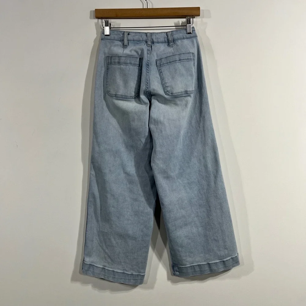 OAT NY Relaxed Wide Leg Crop Jeans Light Wash Denim Womens 24 Streetwear Boho